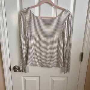 Carly‎ Jean Los Angeles Striped Long Sleeve Top Scoop Back Casual M